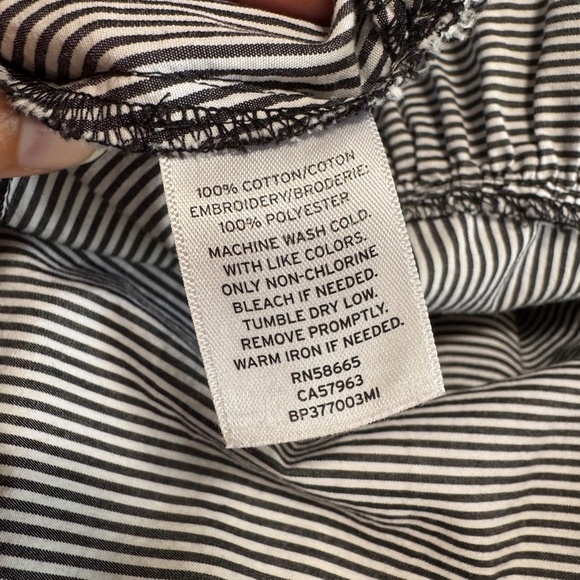 BP. Women's Black White Striped Embroidered Floral Ruffle Mini Dress Size XS - Picture 7 of 7